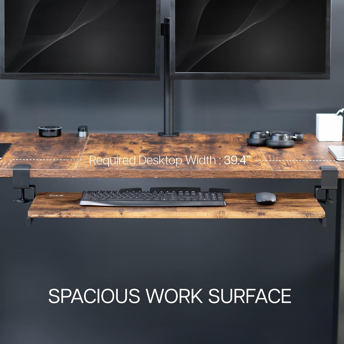 VIVO Large Keyboard Tray Under Desk Pull Out with Extra Sturdy C Clamp Mount System, 27 (33 Including Clamps) x 11 Inch Slide-Out Platform Computer Drawer for Typing, Black, MOUNT-KB05E