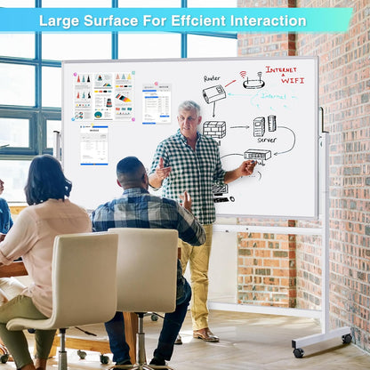 maxtek Magnetic Mobile White Board, 40 x 24 Double Sided Dry Erase Board Rolling Whiteboard, Aluminum Frame Standing Whiteboard on Wheels for Home Office Classroom (40 x 24 Black)