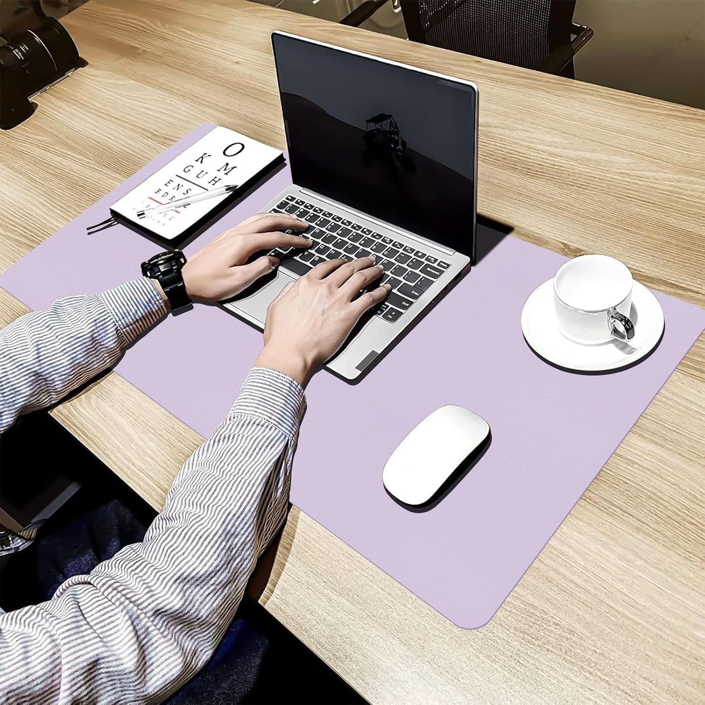 Bloss Leather Desk Pad and Keyboard Wrist Rest, Large Mouse Pad + Keyboard Pad+Mouse Wrist Support, Non-Slip Desk Mat Protector for Office, Home(31.5×15.7 Inches,Beige) - Colors A