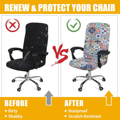 Smiry Stretch Printed Office Chair Armrest Covers, 2 Pcs Soft Fit Removable Washable Computer Desk Chair Arm Covers Protector, Black
