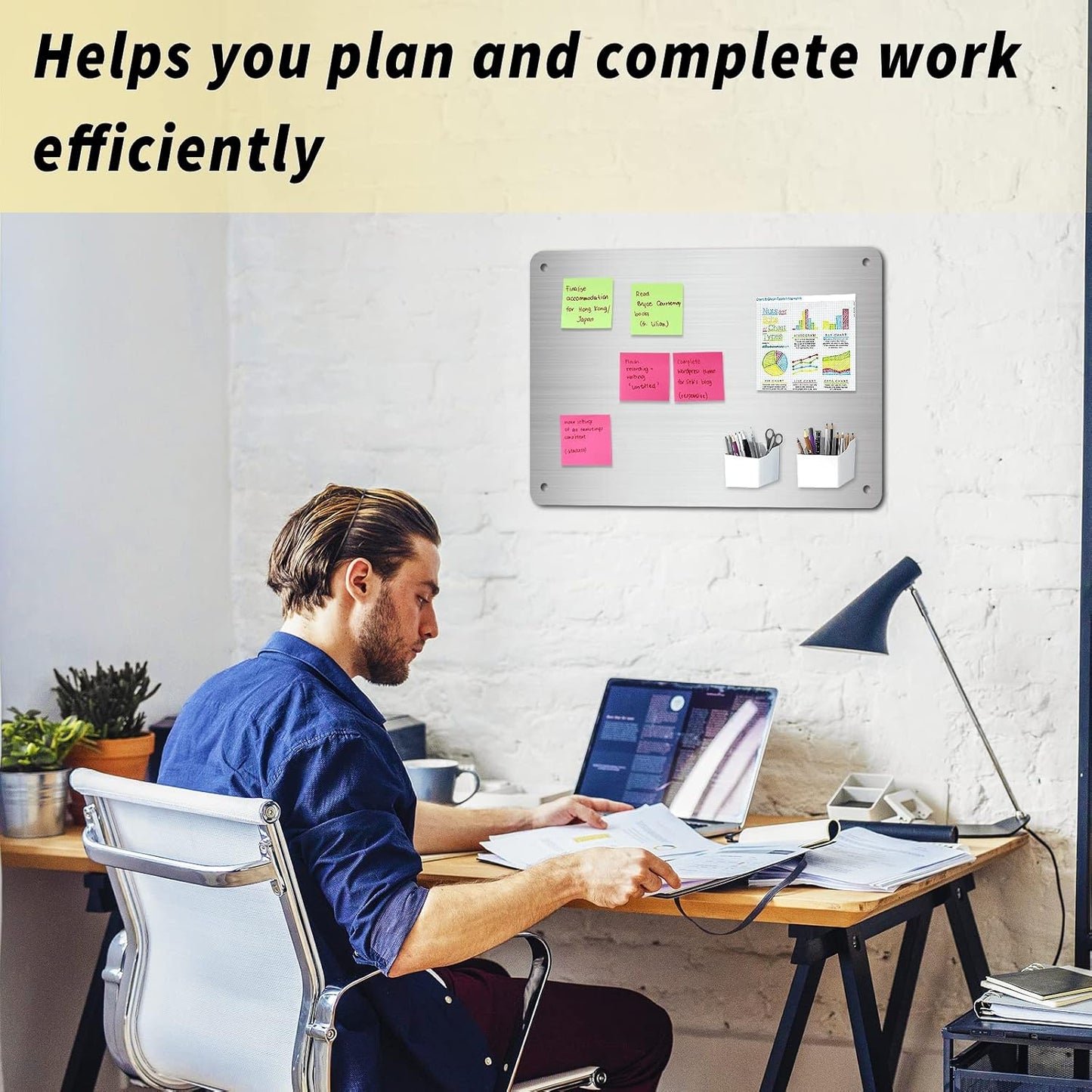 2Pack Magnetic Board 17.5" x 11.4" Magnet Bulletin Board is Suitable for displaying Notes, Photos,Magnetic Letters,Suitable for Walls, refrigerators, cabinets, etc