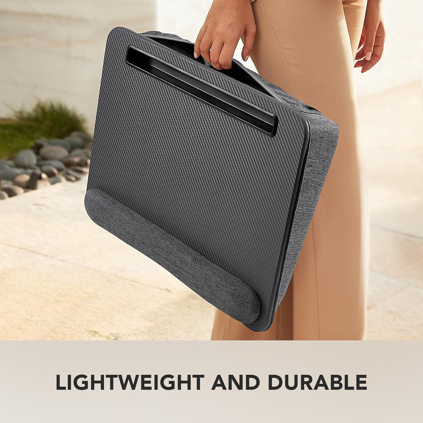 HUANUO Laptop Lap Desk - Portable Lap Desk with Pillow Cushion, Fits up to 15.6 inch Laptop, with Anti-Slip Strip & Storage Function for Home Office Students Use as Computer Laptop Stand, Book Tablet