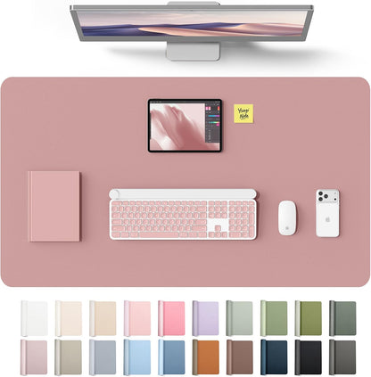 YSAGi Leather Desk Pad Protector, Office Desk Mat, Large Mouse Pad, Non-Slip PU Leather Desk Blotter, Waterproof Laptop Desk Writing Pad for Office and Home (23.6" x 13.8", Eggshell) - Colors B