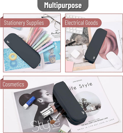 Mr. Pen- Silicone Pencil Case, Aesthetic Pencil Bag for Women, Makeup Pouch, Multifunctional Pouch for Stationery, Cosmetics and Electrical Goods Storage