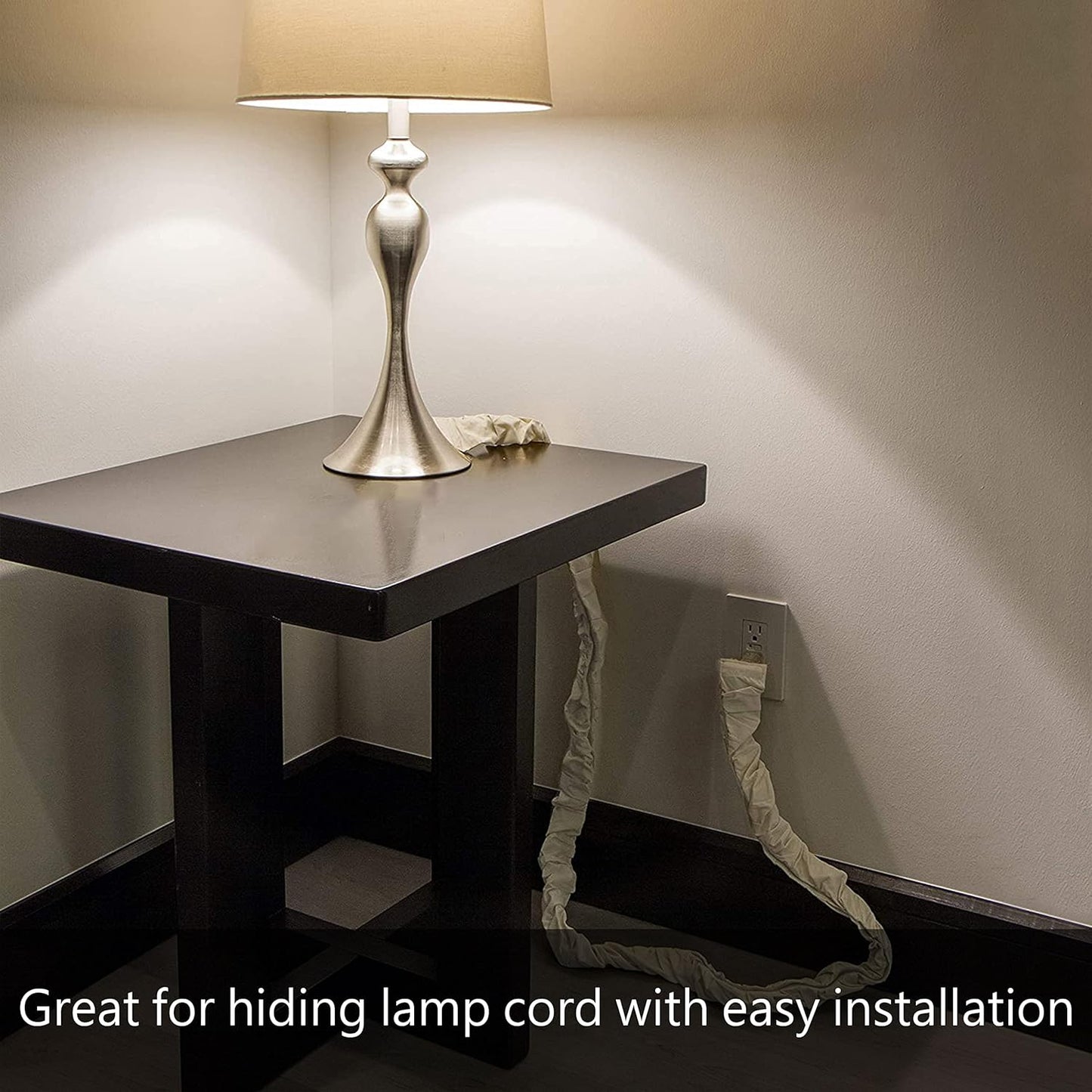 Aspen Creative 15003-11, 4' Wheat Burlap Texture Fabric Cord & Chain Cover, Easy to Install for Lighting Fixture, Cable Management, Lamp Wire Cover