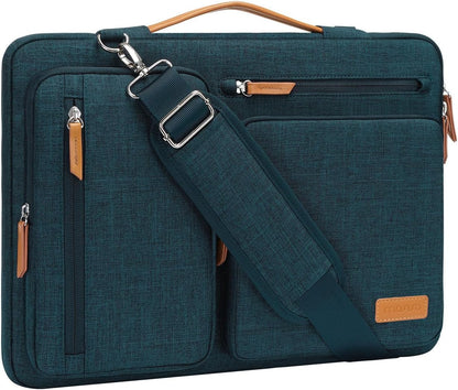 MOSISO 360 Protective Laptop Shoulder Bag,15-15.6 inch Computer Bags Compatible with MacBook Pro 16 inch, HP, Dell, Lenovo, Asus Notebook,Side Open Messenger Bag with 4 Zipper Pockets, Gray