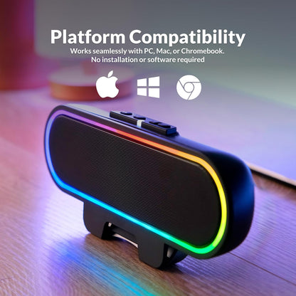Cyber Acoustics USB Speaker Bar with LED Lights (CA-2890GX) – USB Powered Speaker Bar for PC and Mac, Dynamic LED Lights Sync to Music, Clamps to Monitors up to 1.5 Inches, Great for Music and Gaming