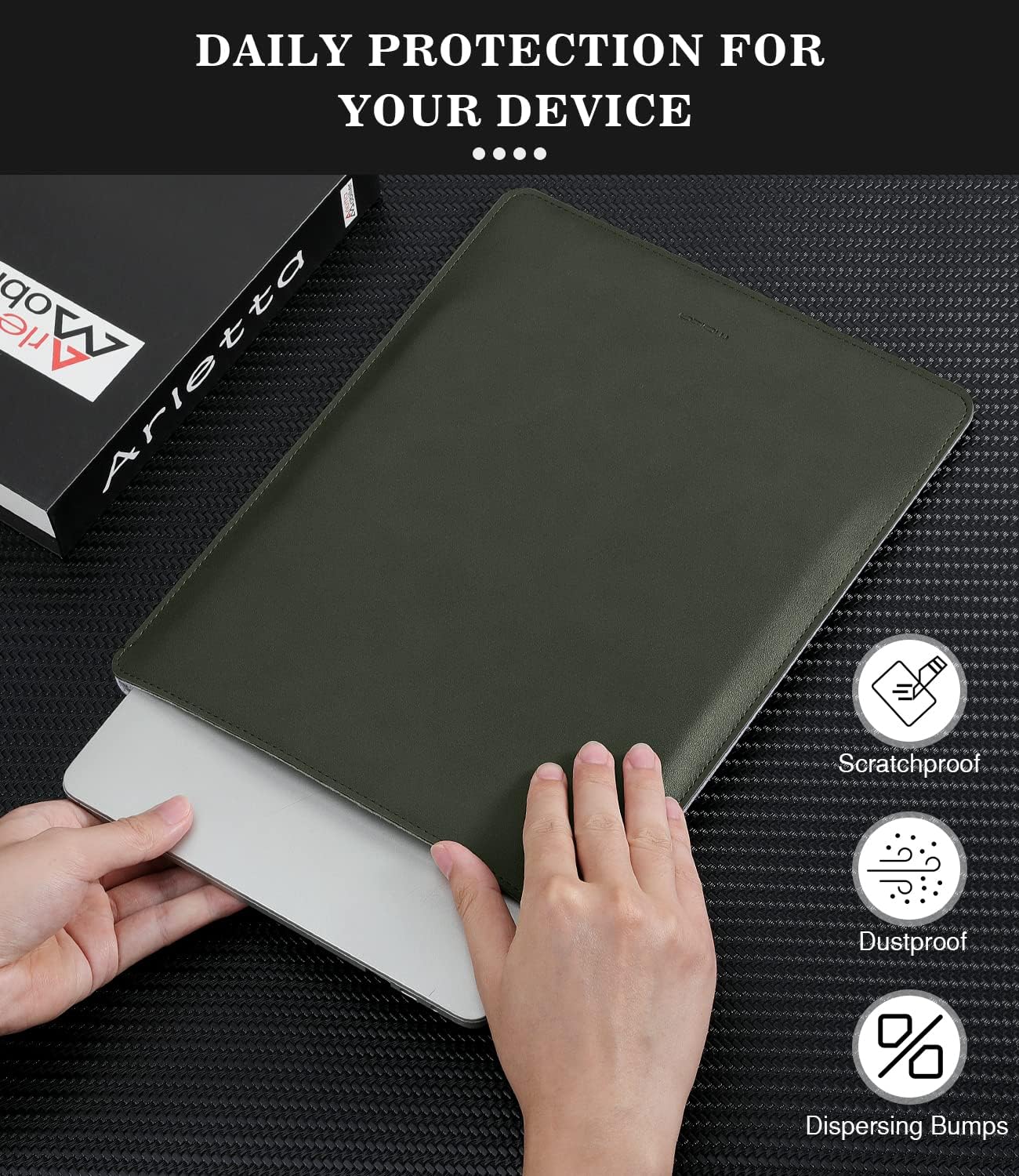 MoKo 9-11 Inch Tablet Sleeve, PU Leather Briefcase Slim Stylish Case Fits New 11-inch iPad Air M4 2026/iPad Pro M5, Air 5/4th 10.9, 10th Gen 10.9, 9/8. Gen 10.2, Tab S8/S9 11, Midnight Green