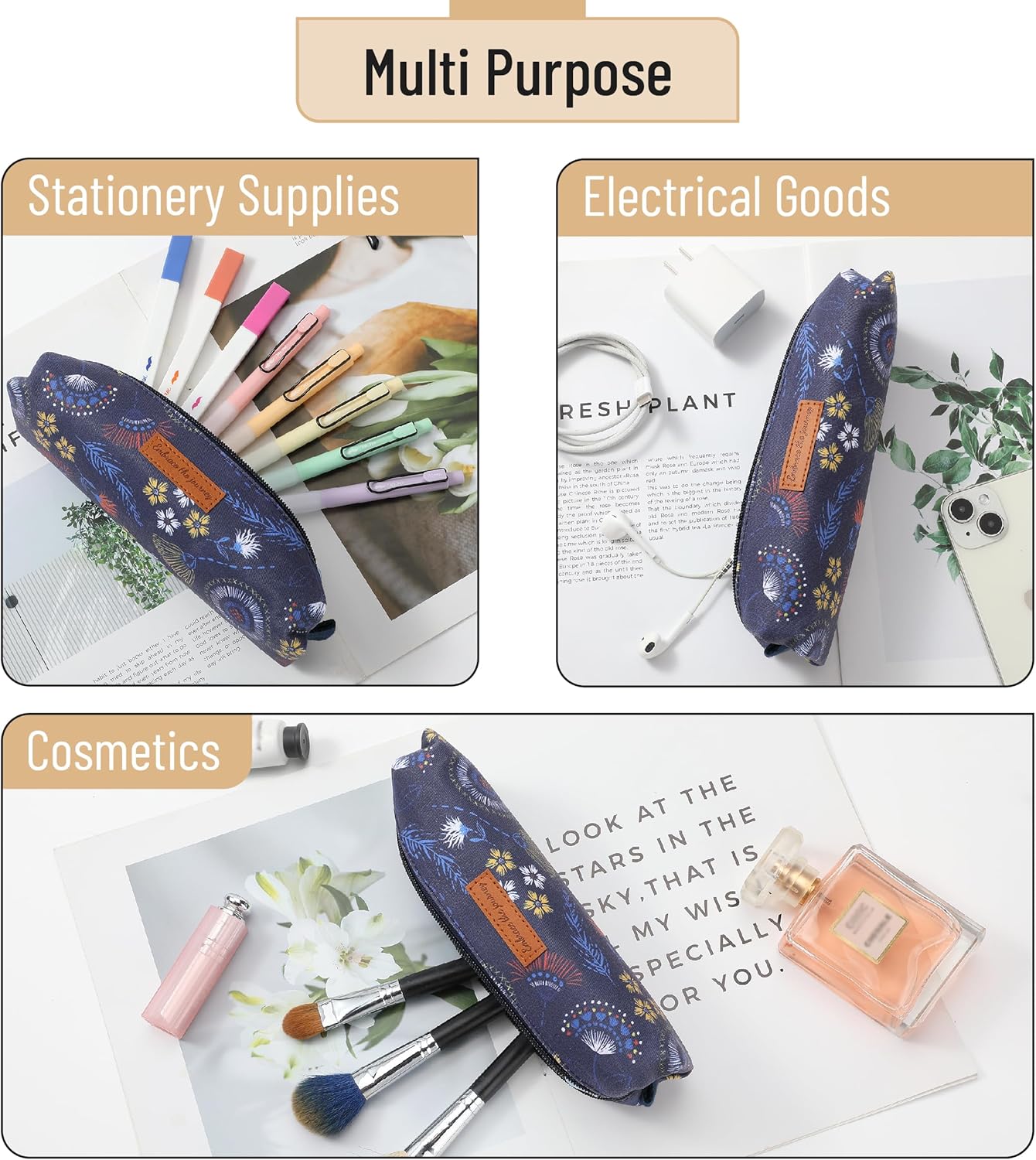 Mr. Pen- Cute Pencil Case Pouch, Multipurpose Canvas Bible Pencil Pouch, Smooth Zipper, Premium Material, Neat Stitches, Ideal for Stationery, Cosmetics, Electronics, School, Office, Travel