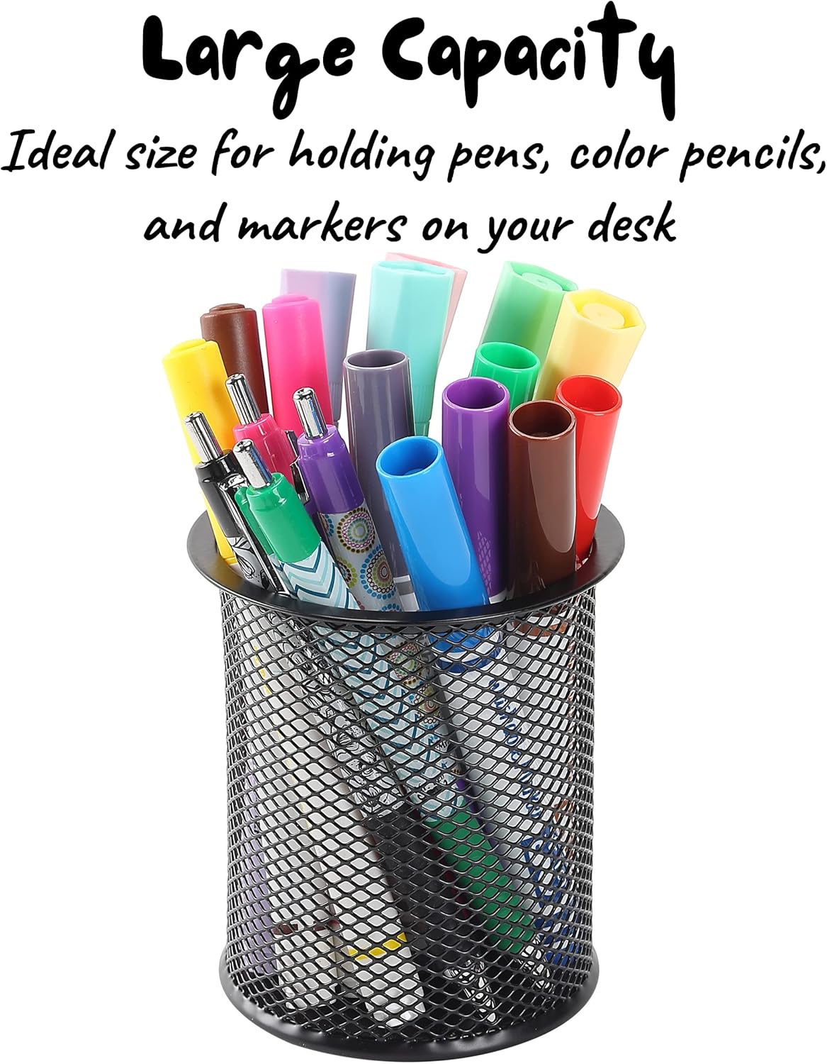 Mr. Pen- 3pcs Metal Mesh Pencil Cup Holder, Black Organizer for Desk, Pen Cups
