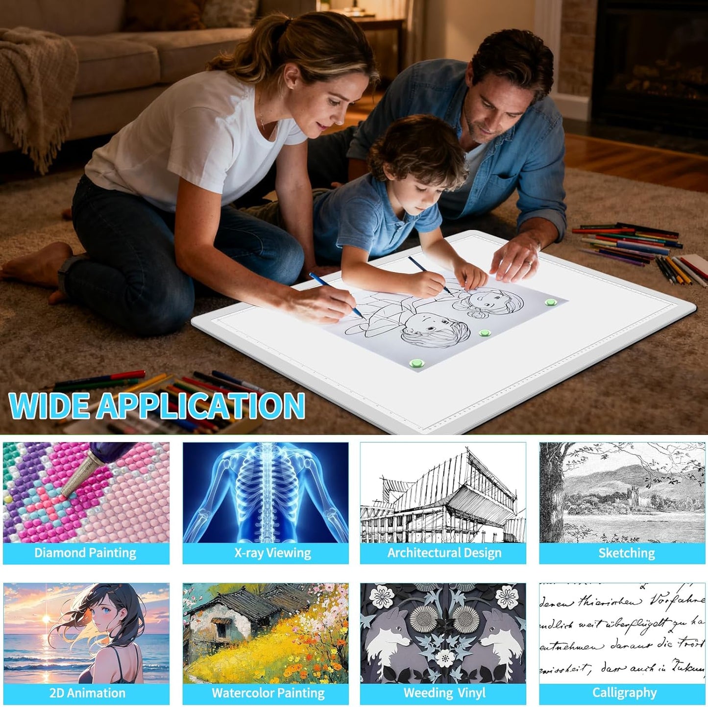 Phylosal Rechargeable A4 LED Light Pad with Built-in Stand, Magnetic Tracing Light Box for Drawing, Diamond Art Light Board with Side Button, Super Bright Light Table for Diamond Painting, Sketching