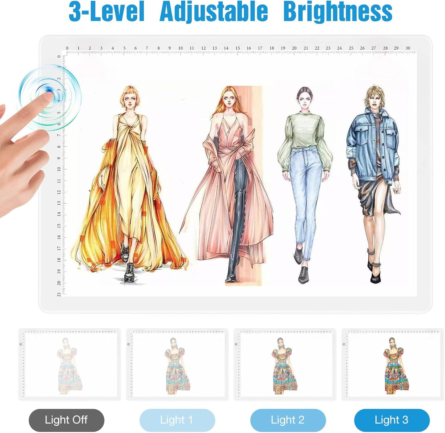 Comzler Tracing Light Board, A4 White Dimmable Brightness LED Light Table, Light Drawing Board for Tracing, Sketch Light Pad for Artists, Animation, Sketching, Stenciling
