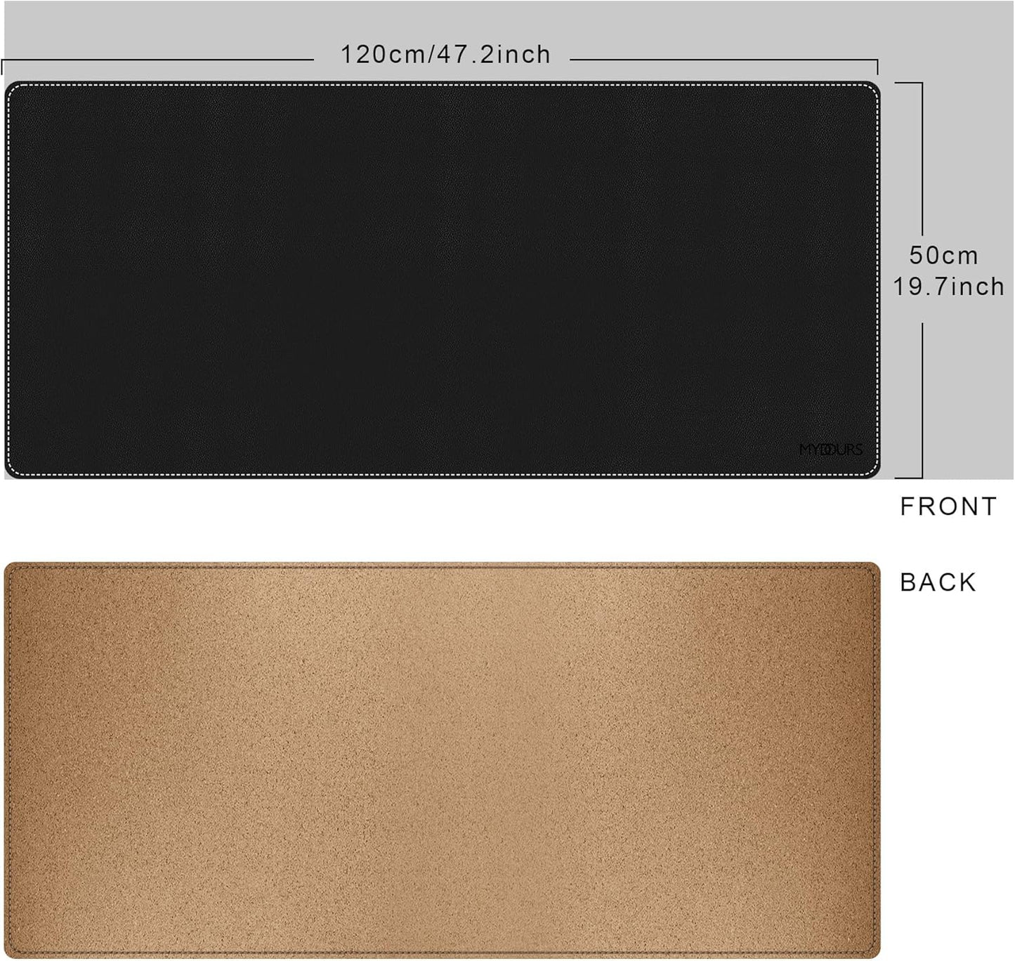 Mydours 40" x 20" Extra Large Desk Mat, PU Leather & Cork Desk Pad, Large XXL Desk Mouse Pad for Workstation, Office, Home, Computer Desk Mat with Keyboard & Mouse (Black)
