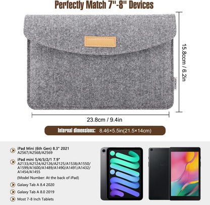 MoKo 9-11 Inch Felt Tablet Sleeve Bag Carrying Case Fits with New 11-inch iPad Air M2, New 11-inch iPad Pro M4, iPad 10th Gen 10.9, iPad 9/8/7th 10.2, iPad Air 5/4th 10.9, iPad 9.7 - Dark Gray