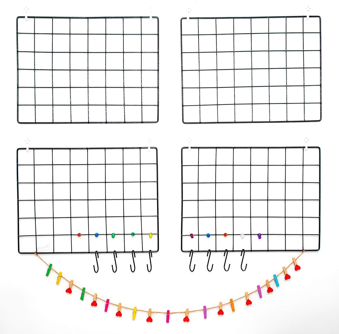 ODOXIA 2 Pack Wire Wall Grid Panel | Photos & Pictures Display Grid Wall Panels | Black, Magnetic & Metal Grid | Photo Grid Wire Board | Hanging Home, Office & Kitchen Decor