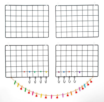 ODOXIA 2 Pack Wire Wall Grid Panel | Photos & Pictures Display Grid Wall Panels | Black, Magnetic & Metal Grid | Photo Grid Wire Board | Hanging Home, Office & Kitchen Decor