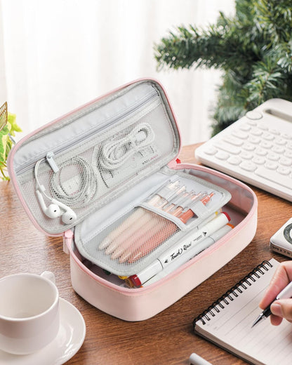 YOKUMA Pencil Case,Large Capacity Pencil Pouch,Aesthetic Zipper Pencil Box, Back to School Supplies for College Student Teen Adults,Travel Essentials,Electronic Cable Organize