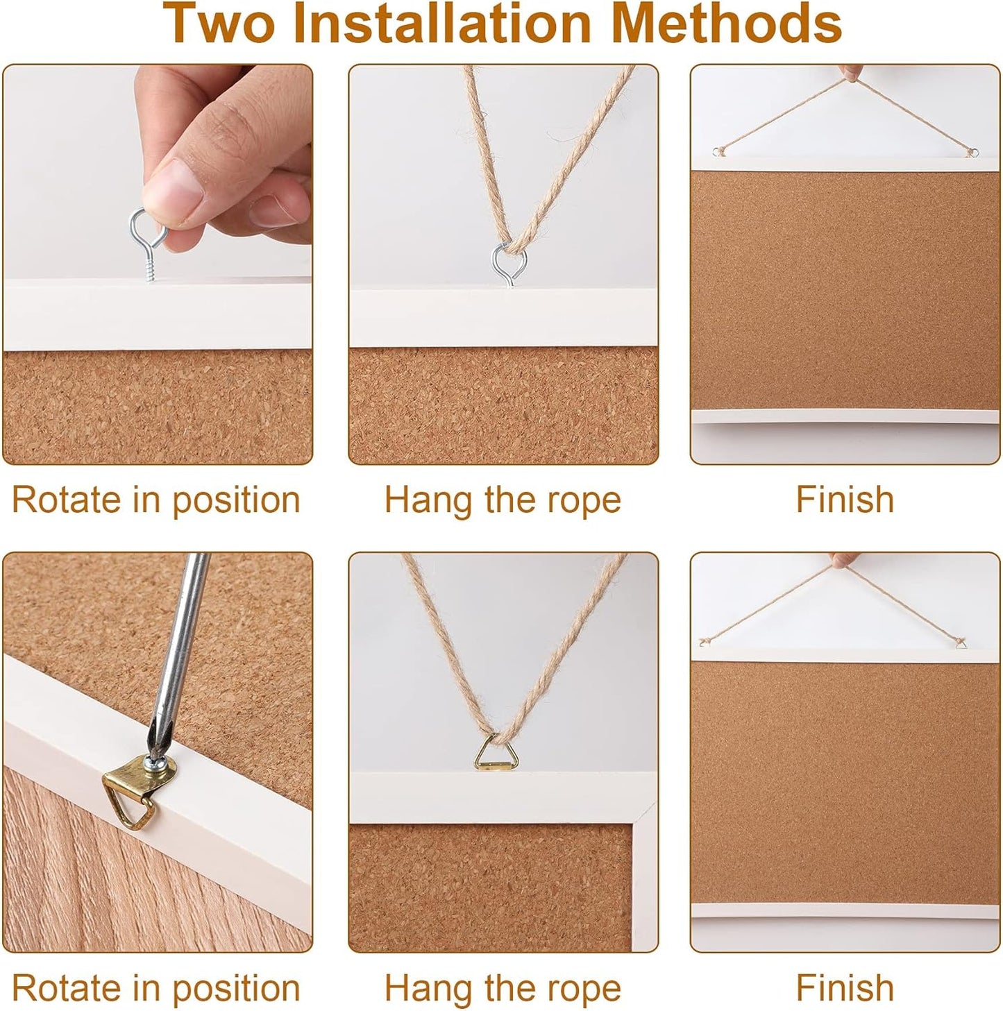 FEBSNOW Cork Board Bulletin Board 15.7 x 12 Inches with Rectangle White Frame Hanging Pin for Office Home Message Board or Vision Board Decoration
