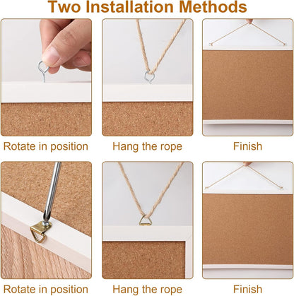 FEBSNOW Cork Board Bulletin Board 15.7 x 12 Inches with Rectangle White Frame Hanging Pin for Office Home Message Board or Vision Board Decoration