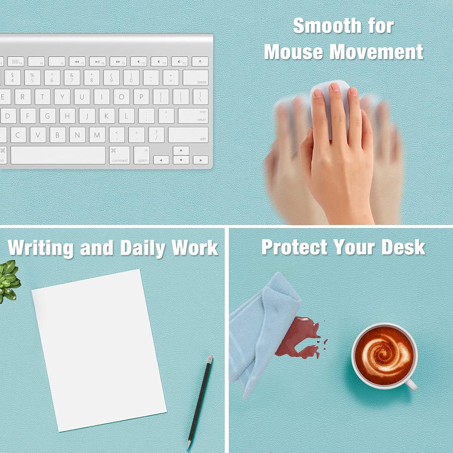 Hsurbtra Desk Pad, 23.6" x 13.8" PU Leather Desk Mat, M Extended Mouse Pad, Waterproof Desktop Blotter Protector, Non-Slip Ultra Thin Small Laptop Keyboard Writing Mat for Office Home, Pink