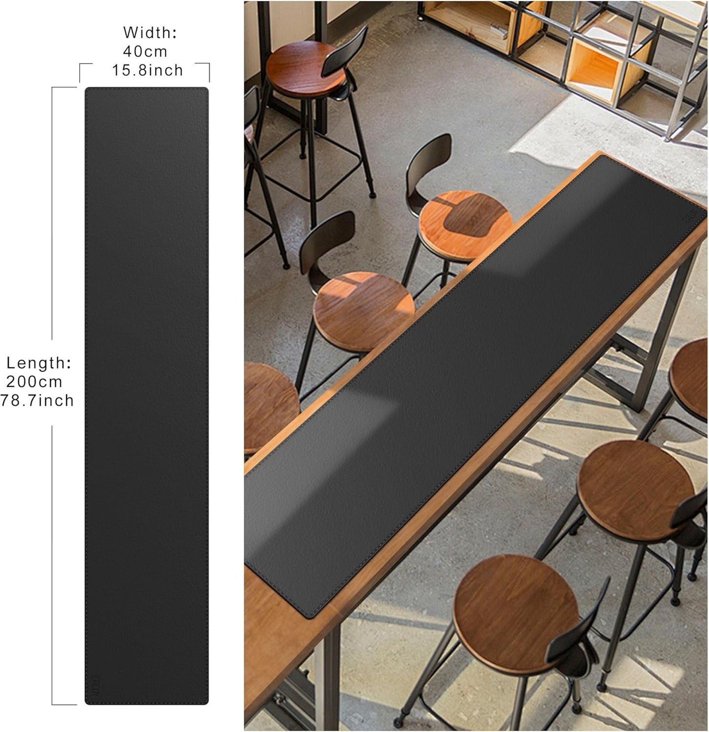Cacoy 36" x 20" Leather Desk Mat for Home Office, Extra Large PU Leather Desk Pad Blotters, Waterproof Computer Keyboard Mat, Extended Gaming Mouse Pad, Desk Protector for Desktop and PC Laptop, Black