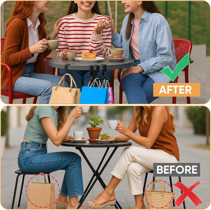 Durable Alloy Purse Hook for Table: 2-Pack Heavy Duty Holder for Desk with Non-Slip Pad - 22 lbs Max Load Portable Hanger for Restaurants Office Desks Bars & Cafes - Hanging Umbrellas Keys Headphone