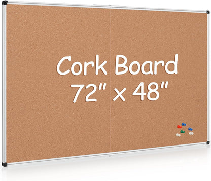 Bulletin Board 36 x 48, Silver Aluminium Framed 4x3 Large Wall Mounted Cork Office Notice Pin Board