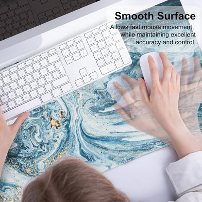 QIYI Large Mouse Pad, Cute Pink Desk Mat for Desktop, Women Girls PU Leather Desk Pad Waterproof Gaming Mousepad, Rose Gold Marble Computer Protector Writing Pad for School Office Home 31.5" x 15.7"