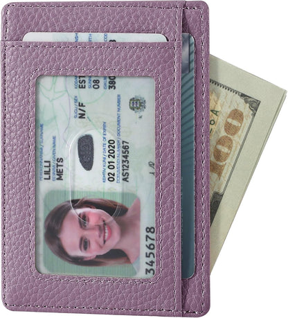 Travelambo Slim Wallet Front Pocket Minimalist Leather RFID Blocking Medium Size