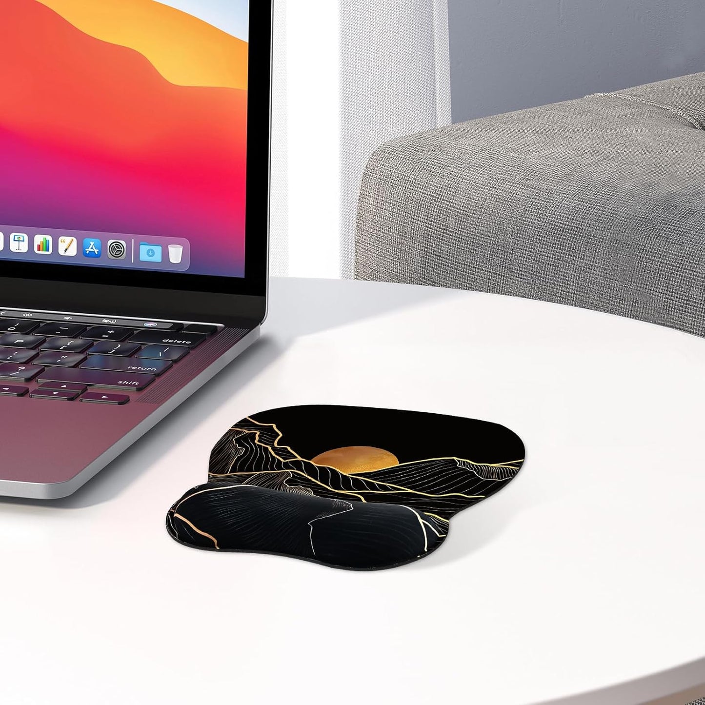 EooCoo Ergonomic Mouse Pad with Wrist Support, Mousepad with Memory Foam Wrist Rest and Non-Slip Base for Computer, Cafe, Home & Office, 9.64 x 8.26 in Office Desk Accessories