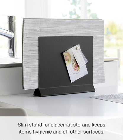 Yamazaki 1999 Placemat Stand, White, Approx. W11.8 x D2.6 x H10.4 inches (30 x 6.5 x 26.5 cm), Tower Placemat Storage, Tray Storage, Round Compatible