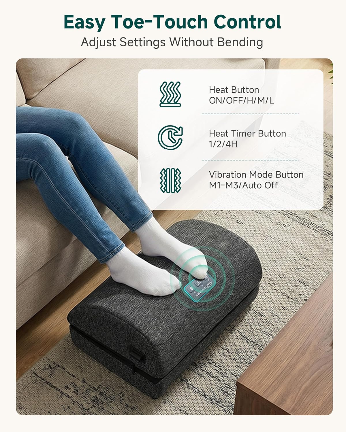 Snailax Heated Foot Rest Under Desk at Work, FSA Eligble Desk Foot Stool with Heat & Vibration Massage, Adjustable Height, 2 Heat Levels Foot Warmer Feet Heater for Office Chair, Gaming Home Use