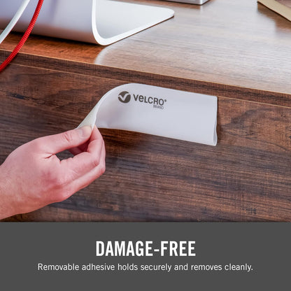 VELCRO Brand Mountable Cable Sleeve | Cord Management Mounts on Walls, Desk or Entertainment Center | Removable Adhesive is Damage Free | 8in Black, 2pk, 8in - 2Pk
