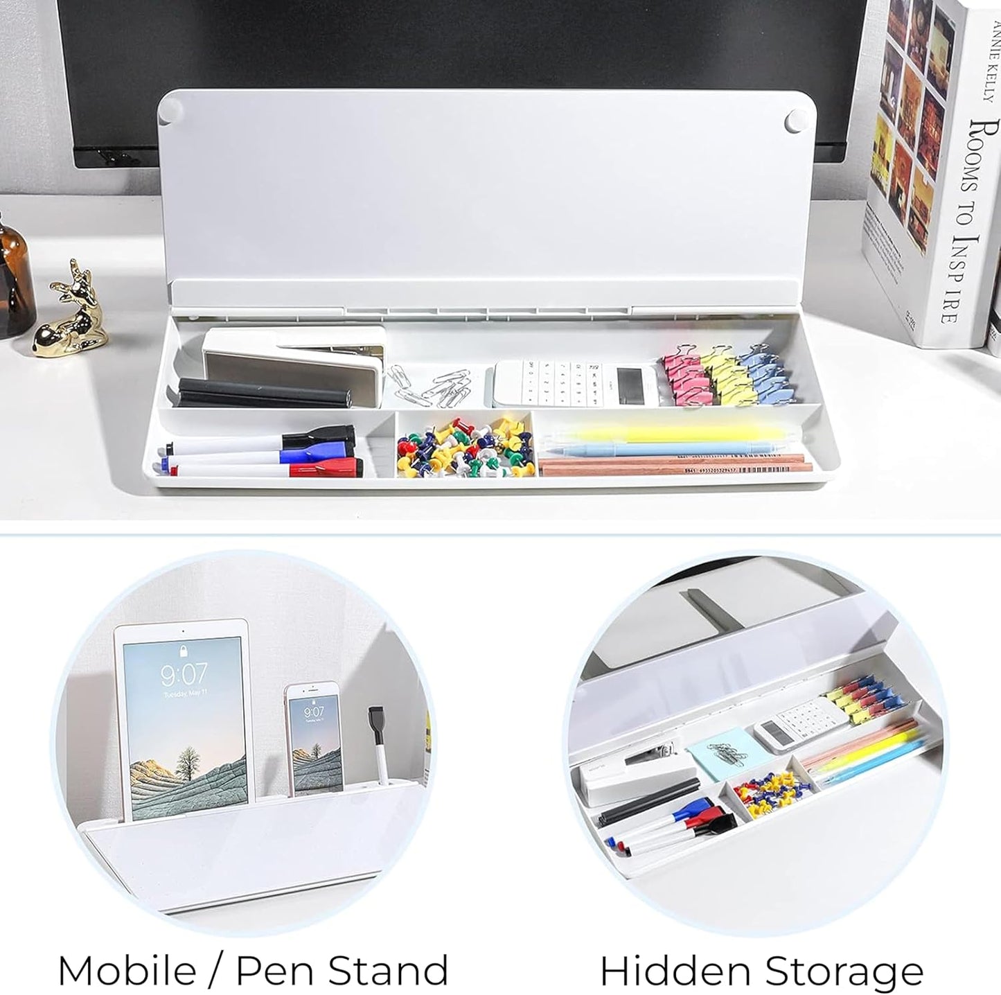 Desk Whiteboard Perfect for School, Office, and Home Use Includes 1 Marker & 1 Eraser Dry Erase Desktop Whiteboard with Drawer for Storage Ideal for Office Desk Organizer, Tasks & Notes.