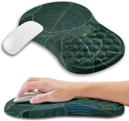 Ergonomic Mouse Pad Wrist Support with Memory Foam Massage Bulge, Carpal Tunnel Pain Relief Mousepad Wrist Rest for Mouse(12x8 inch, Silver Gray Light Purple)
