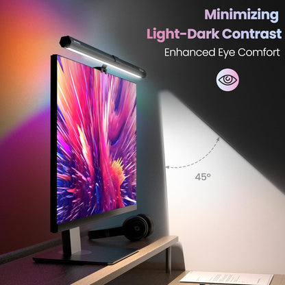 Quntis Monitor Light Bar 15.7", 24 RGB Backlight Modes for lmmersive Gaming Ambience, 900 Lux Glare-Free Computer Screen Lamp, High CRI 95 Eye Care Desk Light for Home Office