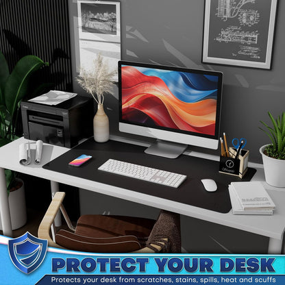 K KNODEL Leather Desk Pad Protector, Office Desk Mat, Large PVC Leather Desk Blotter, Non-Slip Mouse Pad (Dark Brown, 15.7" x 31.5")