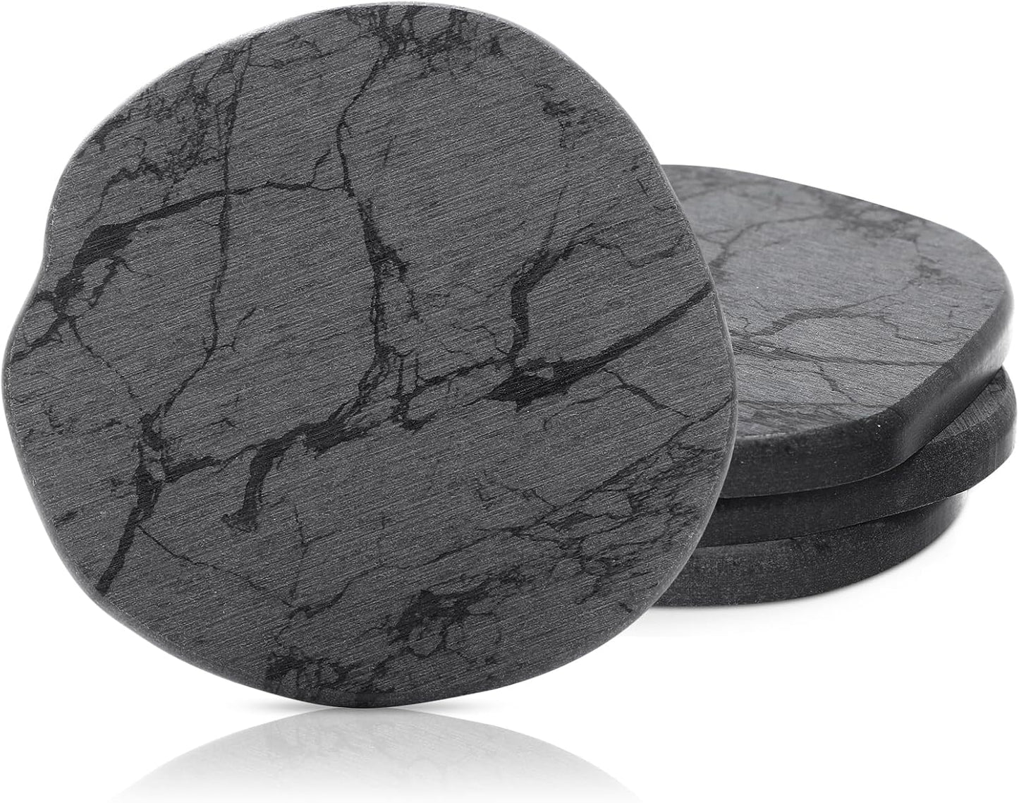 Diatomaceous Earth Coasters Set of 4，Cool Absorbent Quick-Dry Drink Coasters for Desks, Cute Modern Stone Design with Stylish White Aesthetic (4, White)