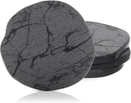 Diatomaceous Earth Coasters Set of 4，Cool Absorbent Quick-Dry Drink Coasters for Desks, Cute Modern Stone Design with Stylish White Aesthetic (4, White)