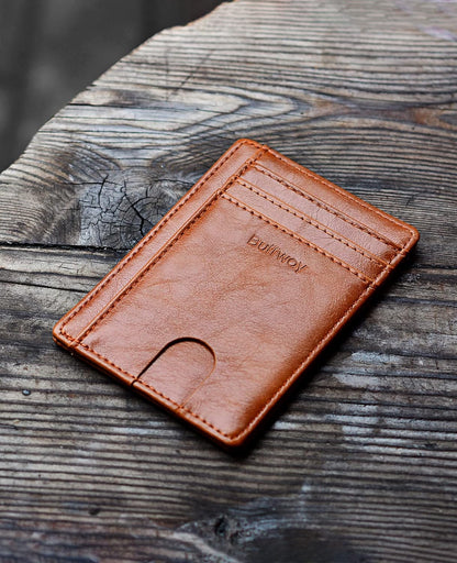 Buffway Slim Minimalist Front Pocket RFID Blocking Leather Wallets for Men and Women - Carbon Fiber Black - Colors A