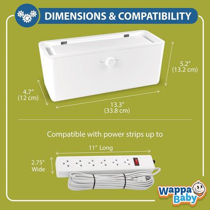 Power Strip Cover Box - Effectively Baby Proofs Power Strip with Patented Dual Lock. Convenient Side Openings for Cords & Cables. Protects Small Hands & Fingers