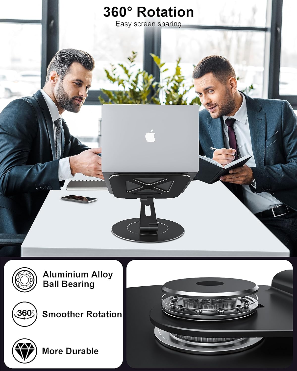 LOXP Adjustable Laptop Stand for Desk, Metal Foldable Laptop Riser Holder, Portable Ventilated Cooling Desk Book Shelf, Ergonomic Computer Notebook Stand Compatible with 10-15.6" Laptops