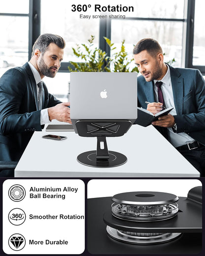 LOXP Adjustable Laptop Stand for Desk, Metal Foldable Laptop Riser Holder, Portable Ventilated Cooling Desk Book Shelf, Ergonomic Computer Notebook Stand Compatible with 10-15.6" Laptops