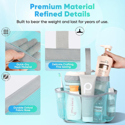 EUDELE Mesh Shower Caddy Portable for College Dorm Room Essentials, Shower Caddy Dorm with 8-Pocket Large Capacity for Beach, Swimming, Gym, Travel essentials