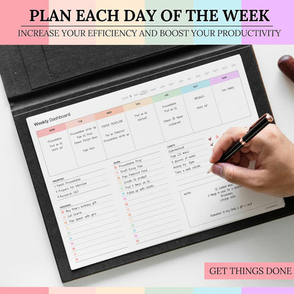 Weekly Dashboard To-Do List Notepad – Undated Weekly Planner with Habit Tracker & Notes – Minimalist A4 Layout for Productivity, Organization & Time Management (Mono)
