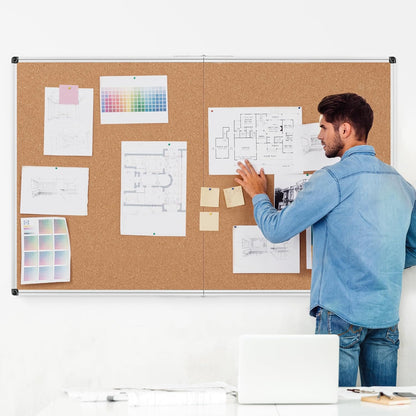 Bulletin Board 36 x 48, Silver Aluminium Framed 4x3 Large Wall Mounted Cork Office Notice Pin Board