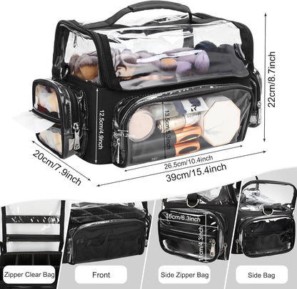 Makeup Brush Bag, Makeup Brush Holder Travel Stand-up Makeup Cup Large Makeup Brush Organizer Case Professional Cosmetic Bag Artist Storage Bag with Adjustable Divider (Large, Black)