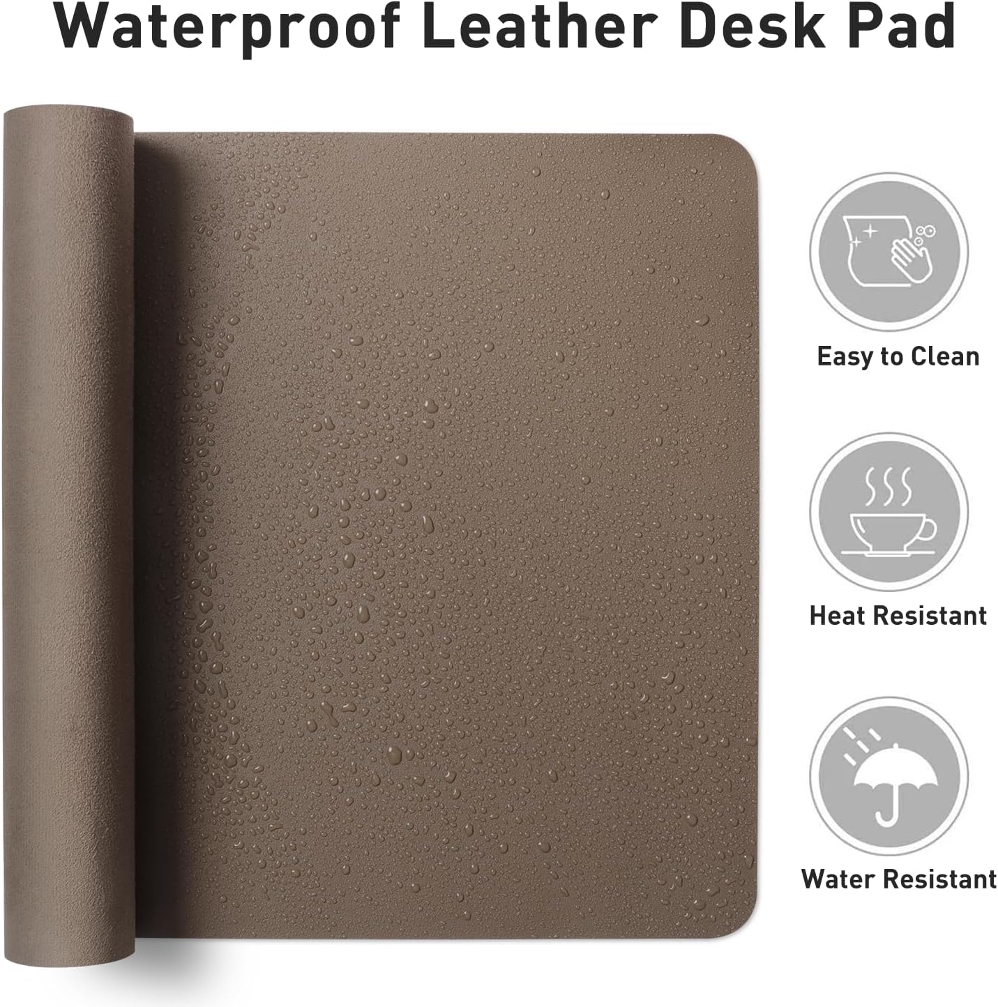 Aothia Non-Slip PU Leather Waterproof Laptop Desk Pad Protector, Blotter Mat, Writing and Mouse Pad for Office & Home, Beige, 23.6" x 13.7" - Colors A