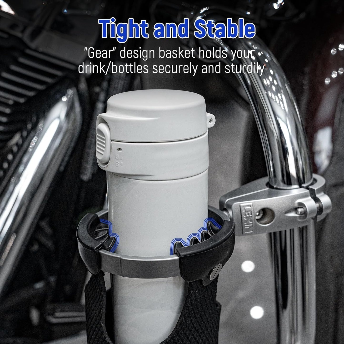 LEXIN C4 Extra Large Motorcycle Cup Holder for Harley Davidson, Max 32oz Drink Holder with 360° Ball Swivel, Aluminum Clamp for 7/8"-1 1/4" Handlebar/Bumper/Pole Mount, Apply for ATV, UTV, Boat, More