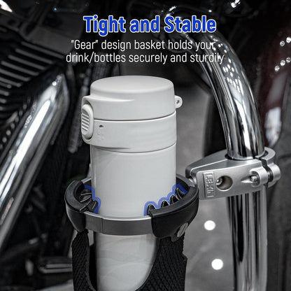 LEXIN C4 Extra Large Motorcycle Cup Holder for Harley Davidson, Max 32oz Drink Holder with 360° Ball Swivel, Aluminum Clamp for 7/8"-1 1/4" Handlebar/Bumper/Pole Mount, Apply for ATV, UTV, Boat, More